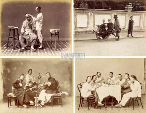 阿芳 桑德斯等 1870-1890s 清末街景民俗蛋白照（12张） 蛋白照片