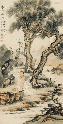 黄君璧（1898～1991） 癸酉（1933年）作 松下纳凉图 镜心 设色纸本