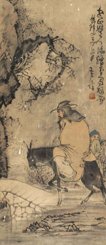 黄慎（1687～1768） 寻梅图 镜心 设色纸本