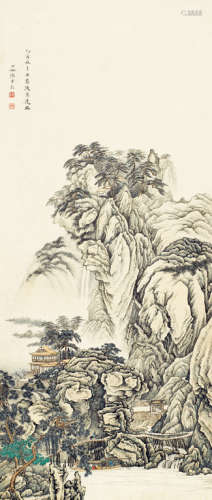 陈少梅（1909～1954） 乙酉（1945年）作 山水 镜框 设色纸本