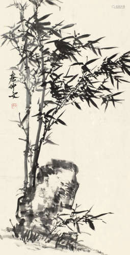 秦仲文（1896～1974） 竹石图 镜心 水墨纸本