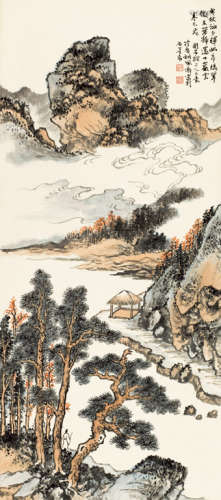 胡佩衡（1892～1962） 秋山策杖图 立轴 设色纸本
