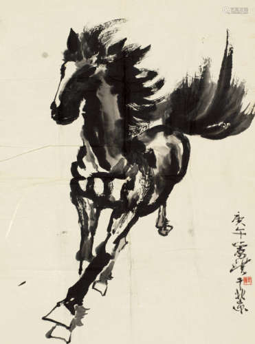 卢汉（1895～1974） 庚午（1930年）作 奔马 镜心 水墨纸本