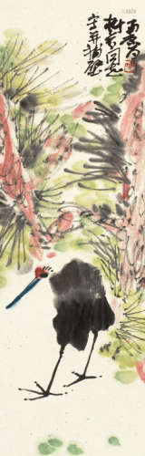 陈子庄（1913～1976） 松鹤图 立轴 设色纸本