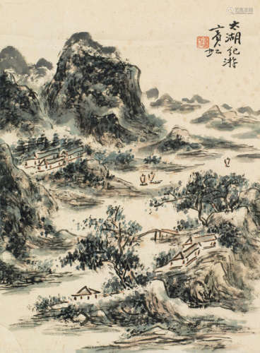 黄宾虹（1865～1955） 太湖记游 镜心 设色纸本