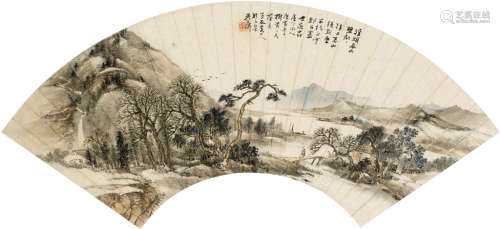 吴石仙（1845～1916） 庚寅（1890年）作 溪头春水 镜框 设色纸本