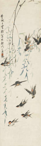 王梦白（1888～1934） 柳燕图 立轴 设色纸本