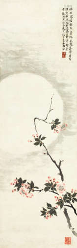 谈月色（1891～1976） 丙子（1936年）作 桃花院落溶溶月 立轴 设色纸本