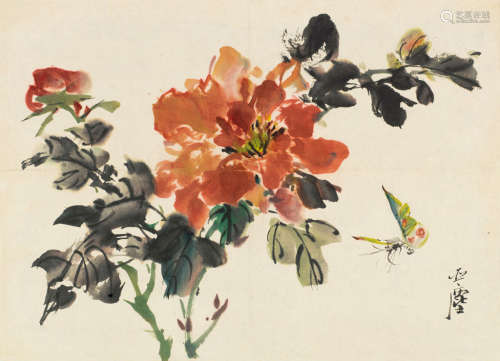 汪亚尘（1894～1983） 蝶恋花 镜心 设色纸本
