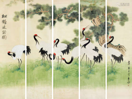 沈子丞（1904～1996） 辛亥（1971年）作 松鹤延龄图 立轴 设色纸本