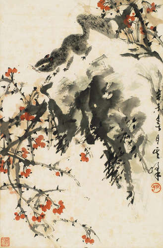 孙其峰（b.1920） 辛未（1991年）作 松鼠 立轴 设色纸本