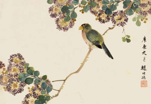 赵叔孺（1874～1945） 庚辰（1940年）作 花鸟 镜心 设色纸本