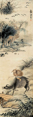 吴观岱（1862～1929） 牧牛图 立轴 设色纸本