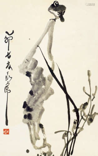 丁衍庸（1902～1978） 乙卯（1975年）作 兰石小鸟 镜心 水墨纸本