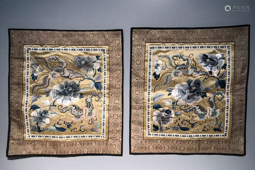 PAIR FLORAL PATTERN EMBROIDERY CLOTH