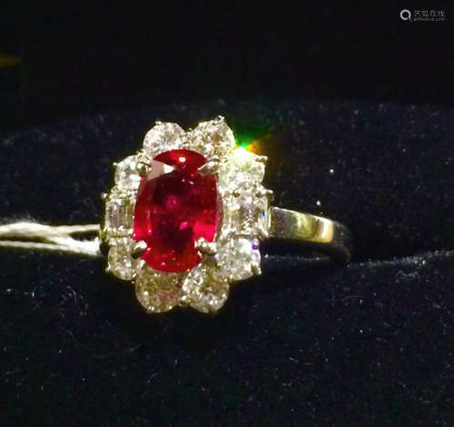 NATURAL UNHEATED RUBY & DIAMOND RING