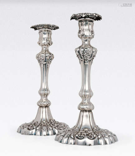 20世纪初 英国威廉四世风格电镀银烛台 （一对）