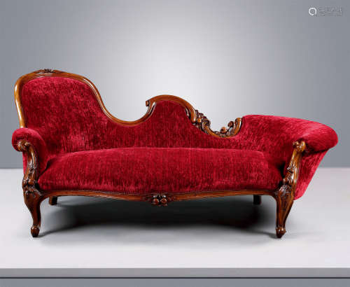 约1850年 英国维多利亚时代胡桃木躺椅
