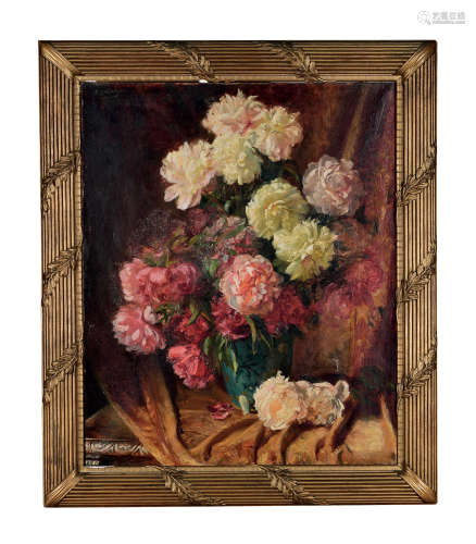 约1910年 法国油画《瓶花》