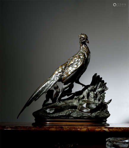 约1880年 法国巴黎雄雉铜雕