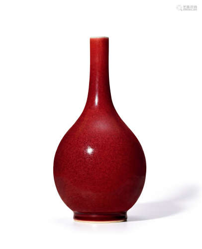 清康熙 霁红釉胆瓶