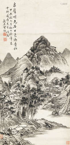 黄筠 甲辰（1844）年作 山居图 立轴 设色纸本