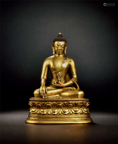 18世纪 铜鎏金阿閦佛像