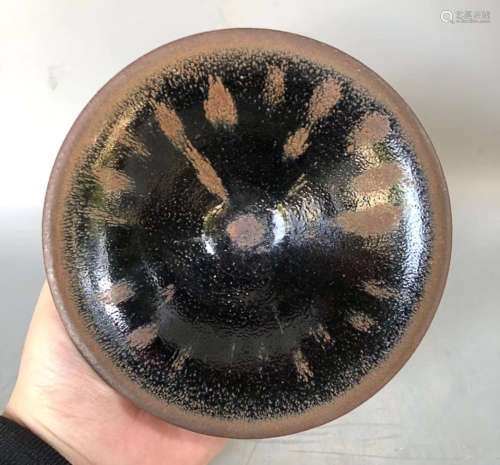 A HARE'S FUR GLAZE OIL-POT PATTERN JIAN BOWL