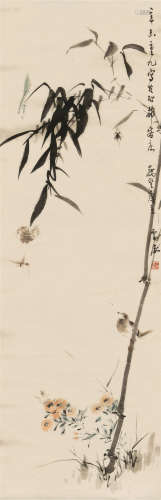 王雪涛（1903～1982） 竹雀 立轴 设色纸本