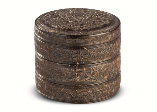 清代(1644-1911年）作 椰壳三层盖盒