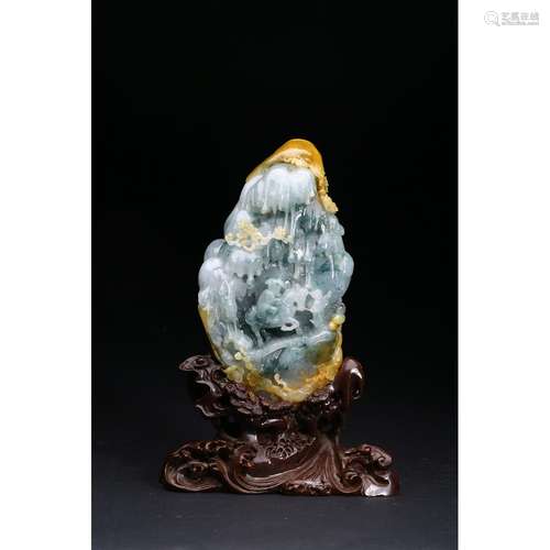 A CARVED JADEITE 'LANDSCAPE' BOULDER