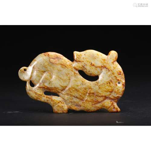 AN ARCHAIC RUSSET JADE CARVING OF HORSE