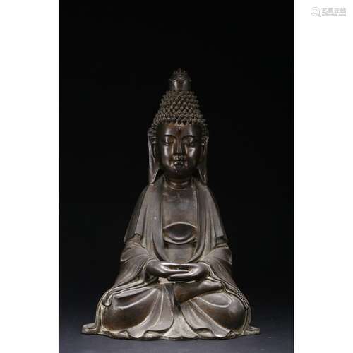 A BRONZE FIGURE OF SHAKYAMUNI BUDDHA