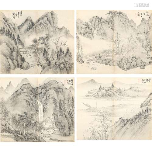 GONG XIAN: ALBUM OF INK ON PAPER LANDSCAPE PAINTINGS