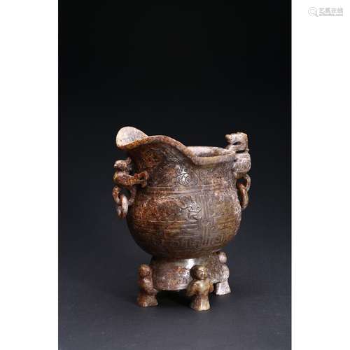 AN ARCHAISTIC JADE 'FIGURES' EWER