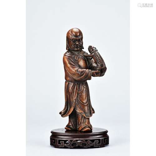 A SOAPSTONE CARVING OF LUOHAN