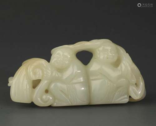 A FINE TWO IMMORTALS CARVED HETIAN JADE