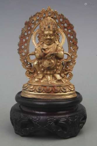 A REAR GILT BRONZE DAIKOKUTEN STATUE