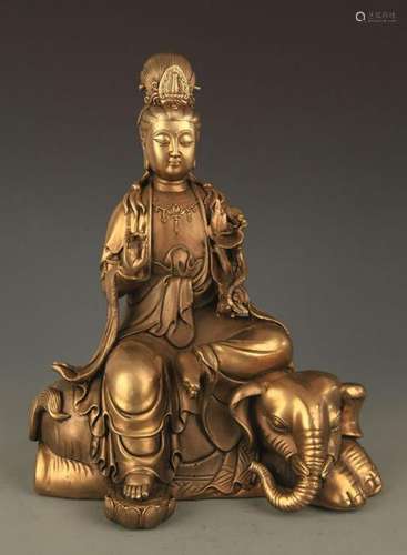 A FINE BRONZE TIBETAN SAMANTABHADRA STATUE