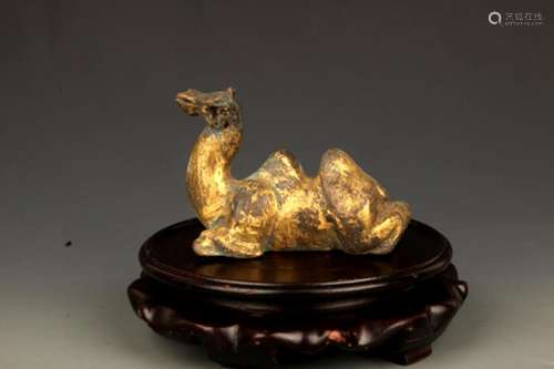 A CAMEL FIGURE GILT BRONZE PAPER WEIGHT