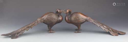 A PAIR OF BRONZE PHOENIX DECORATION