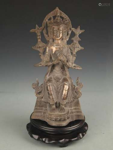 A SILVER COVER MAITREYA BUDDHA STATUE