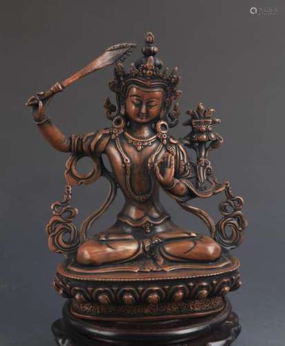 TIBETAN BUDDHISM BRONZE MANJUSHRI BUDDHA FIGURE