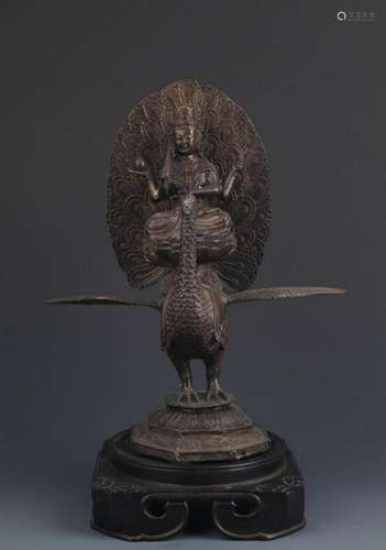 BRONZE TIBETAN BUDDHISM MAHAMAYURI FIGURE