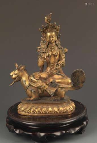 TIBETAN BUDDHIST BRONZE KIRIN BUDDHA