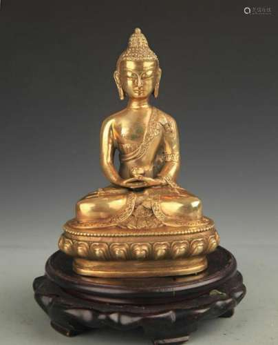 A TIBETAN BUDDHIST BRONZE AMITABHA BUDDHA