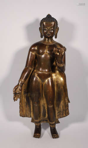 清代 銅鎏金釋迦摩尼立像