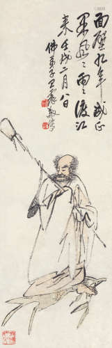 王震（1867～1938） 达摩 立轴 设色纸本