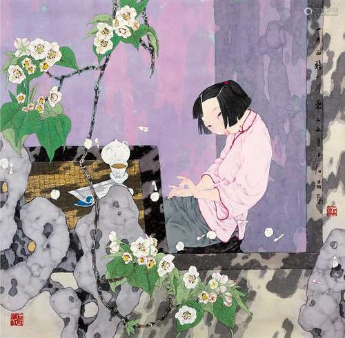 石晶（b.1964） 飞花 镜片 设色纸本