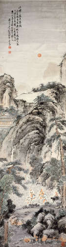 吴观岱（1862～1929） 夕阳畊牧图 立轴 设色纸本